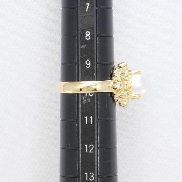 LuxUness K18 Yellow Gold Ring Akoya Pearl Diamond Metal Ring - Picture 7 of 8